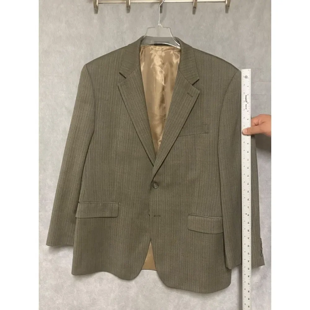 Ralph Lauren Blazer‎ Men 42R Gold Beige Herringbone 2B Wool Sport Coat Luxury